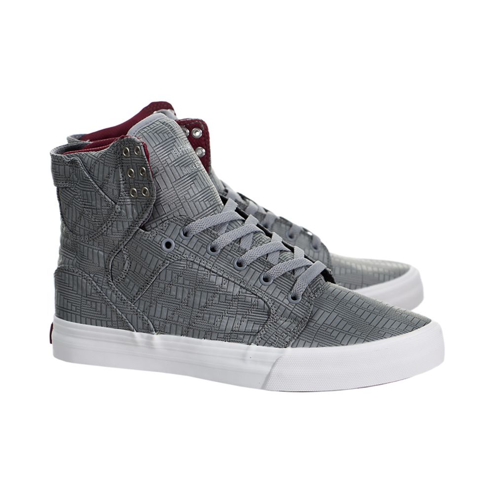 Baskets Montantes Supra SkyTop HF Grise Steel/Burgundy-White Homme | WIT-58477215